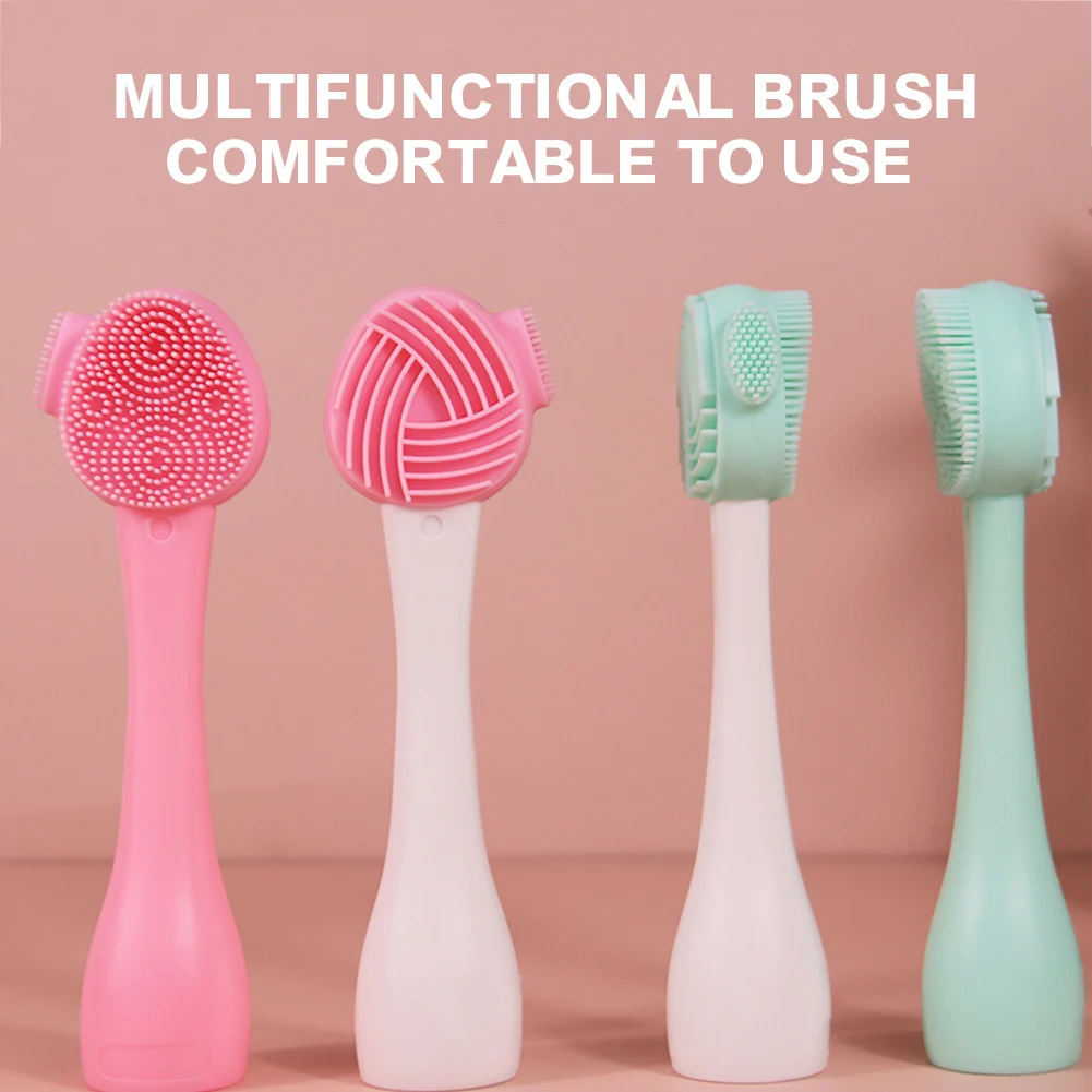 

Effective Double Side Silicone Facial Brush Soft Hair Face Cleanser Massage Washing Brush Blackhead Remover Portable Skin Care