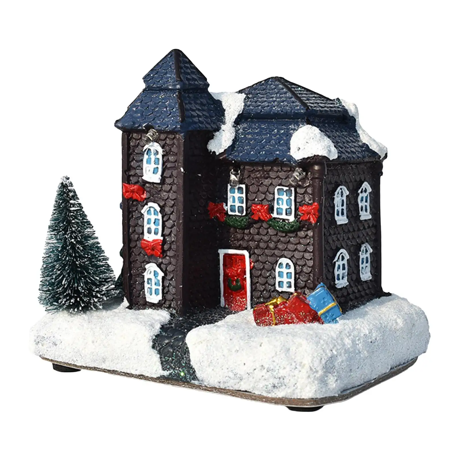 

Miniature Figurines Luminous LED Light Cute Dreamy Snow Scene Cottage House Christmas Desk Ornament Accessories Gift For Kids