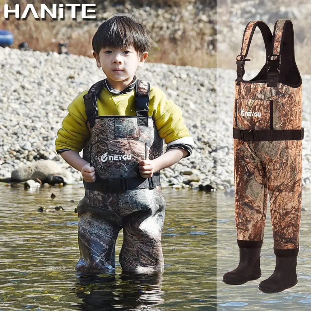 HANITE детский 5 мм неопрен тепловой и водонепроницаемый грудь Вейдер с резиновыми