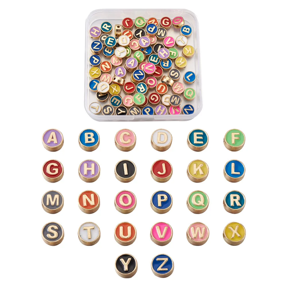 

1Box Colorful Alloy Enamel Spacer Beads Number Letter Beads Oval Alphabet Beads For Jewelry Making DIY Handmade Accessories