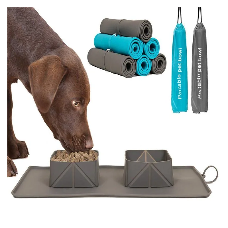 

Силиконовая складная Нескользящая миска для домашних питомцев, фланелевая сумка для путешествий на открытом воздухе