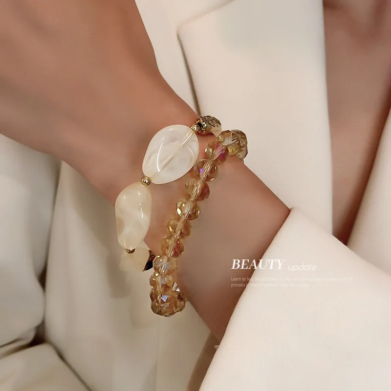 

Korean Ins Niche Design Super Fairy Irregular Geometry Crystal Resin Elastic Bracelet
