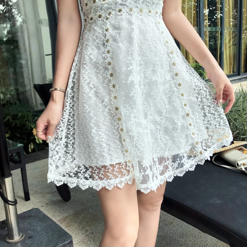

New Arrival Runway Design Summer Embroidery Party Vintage Elegant Women's A Line Luxury Chic Dress Vestidos