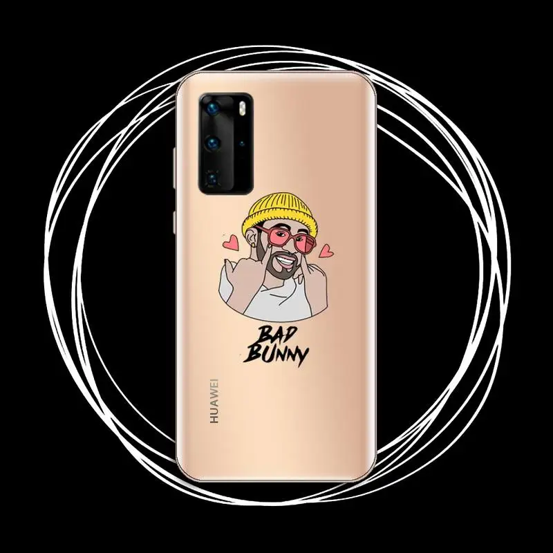 

Yo Perreo Sola Bad Bunny Phone Case Transparent for Huawei P20 P30 P40 lite pro P smart 2019 honor 8x 10i