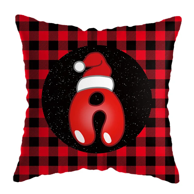 Чехол для подушки с буквенным принтом Рождественский чехол красная клетчатая