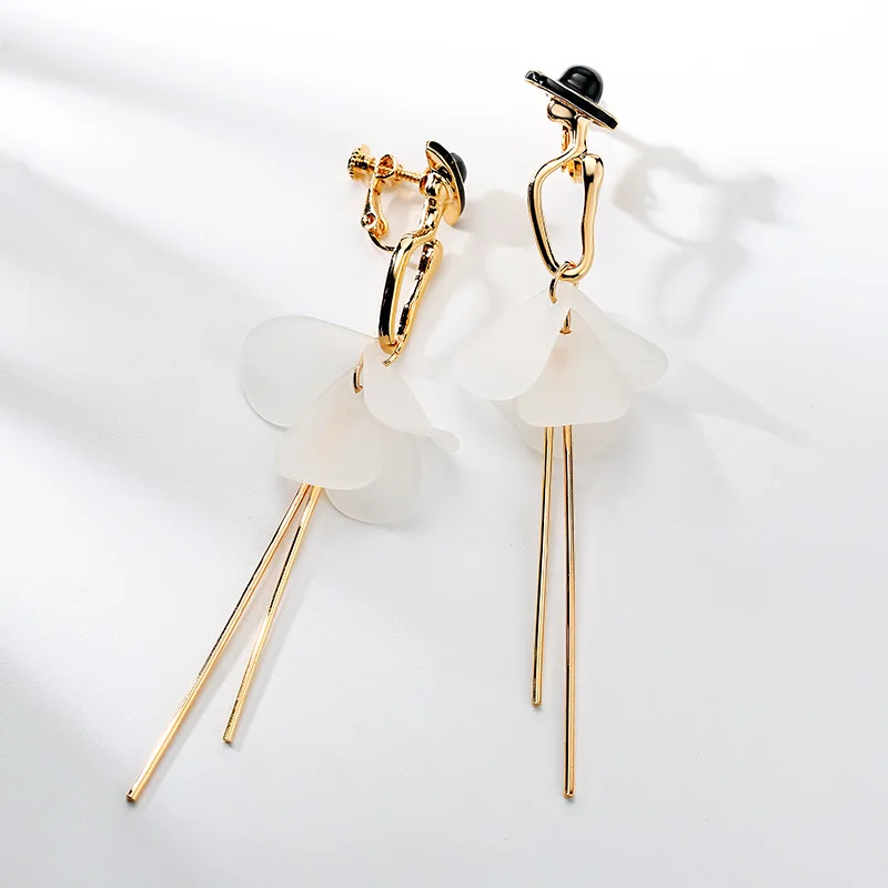 

Dancing Girl Long Stud Earrings Girl In Dress Without Pierced Ear Clips Elegant and Noble Women Jewelry