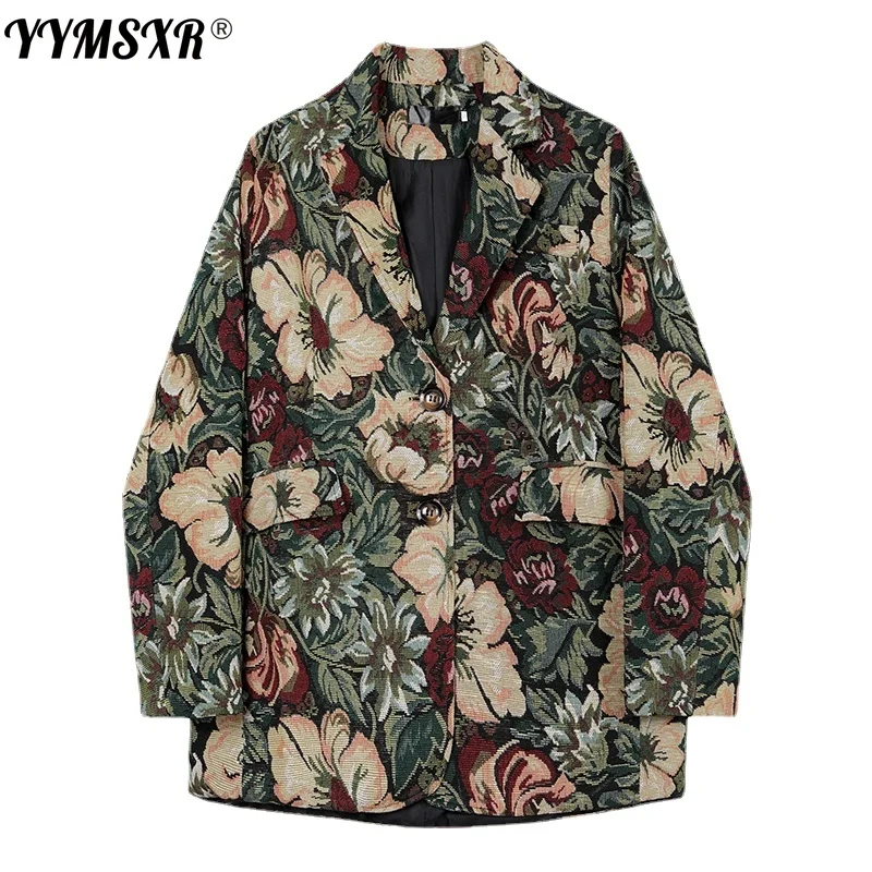 High Quality Fashion Women Suit Jacket Autumn and Winter New Style Retro Loose Print Elegant Ladies Office Blazer Long Sleeve