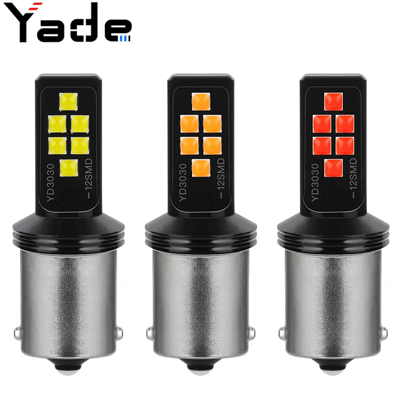 

Автомобильный светодиодный стоп-сигнал 1157 3030 12smd 1156 T20, яркий сигнал поворота, фонарь заднего хода