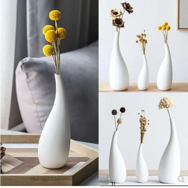 

American style simple water drop vase, ceramic vase figurine, home decoration crafts, desktop dried flower art vase