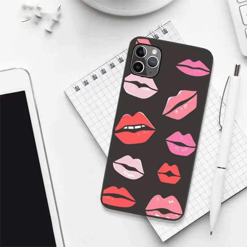 

Fashion Sexy Lady Red Lips pink Case Phone Case for iPhone 7 8 11 12 Pro X XS XR Samsung A S 6 7 9plus 10plus 21s 71