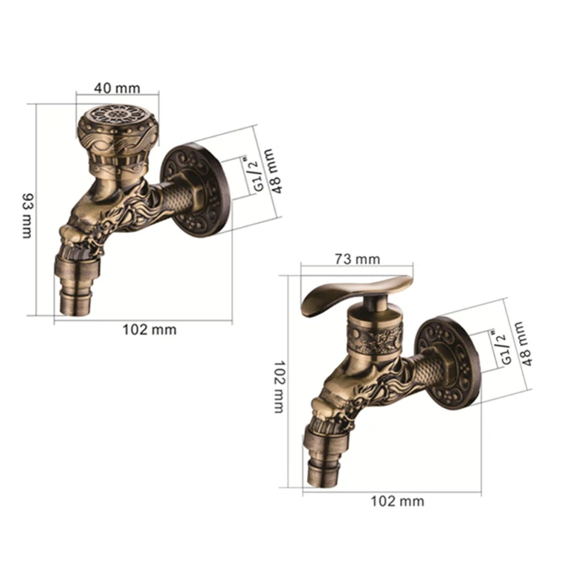 Wall Mount Zinc Alloy Bibcock Outdoor Garden Faucet Washing Machine Mop Luxury Antique WC Taps Hardware | Обустройство дома