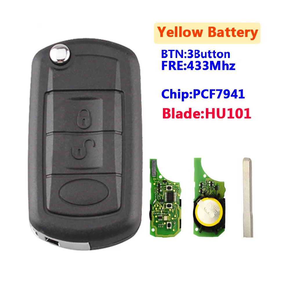 XNRKEY Замена откидной дистанционный ключ 433 МГц для Landrover LR3 Range Rover HU101 Blade 3 кнопочный