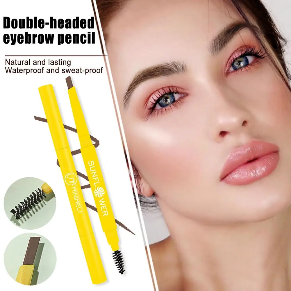 

4 Color Double Ended Eyebrow Pencil Waterproof Long Lasting No Blooming Rotatable Eyebrow Tattoo Pen Makeup Brush