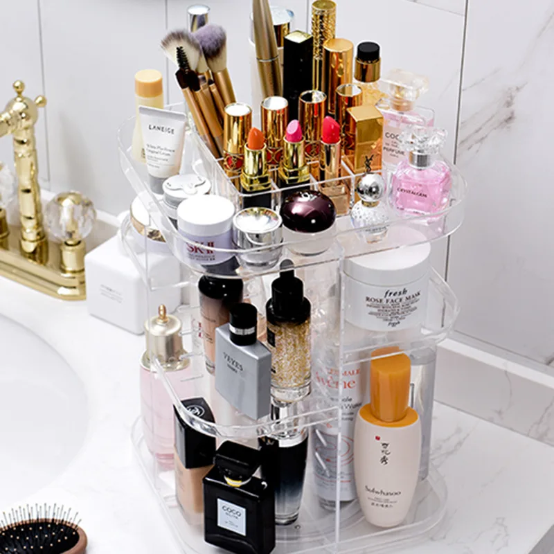 Пластиковая коробка для хранения косметики портативная съемная вращающийся