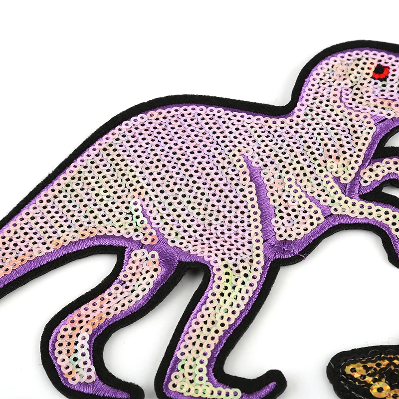 

Embroidered patch cartoon dinosaur Sequins DIY clothes patch sewing ironing clothing accessories decoration patchs wholesale