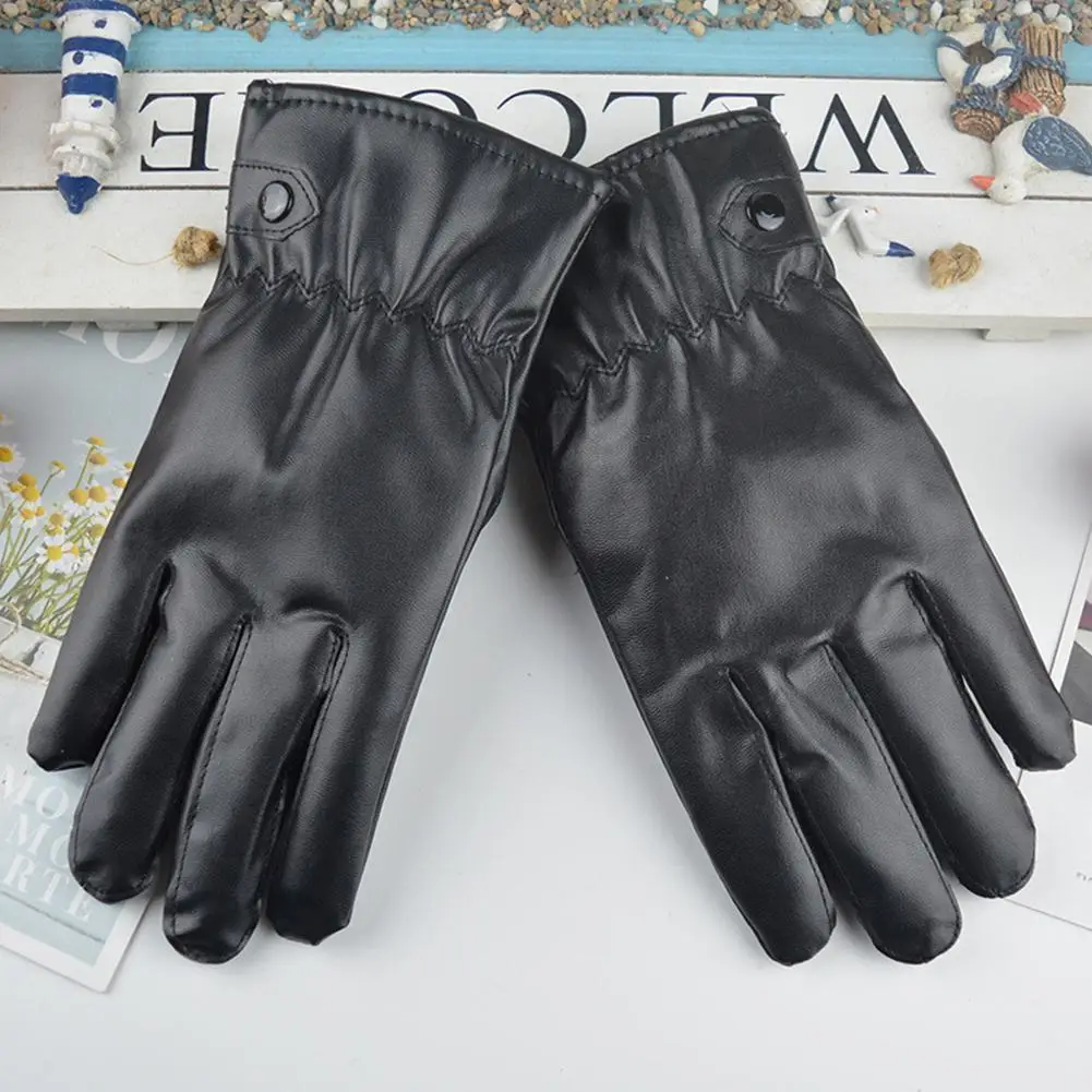 

Winter Men Gloves Black Mittens Keep Warm Screen Windproof Autumn Cycling Leather Outdoor Business Male Winter Gloves Pu H9u6