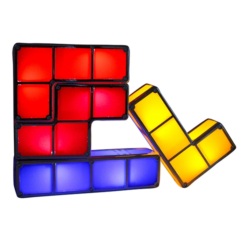 Детский Ночной светильник DIY Tetris Puzzle s Штабелируемый кубик Новинка игрушка