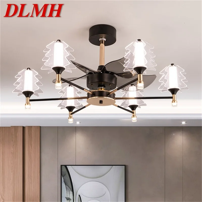 

DLMH Postmodern Ceiling Fan with Lights Remote Control LED Lamp for Home Dining Room Decoration