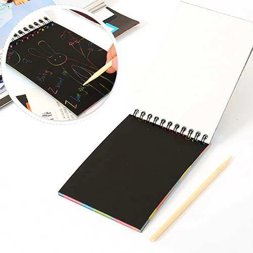 Дети Радуга Красочные скретч Art Kit магический рисунок бумага для рисования Блокнот подарок