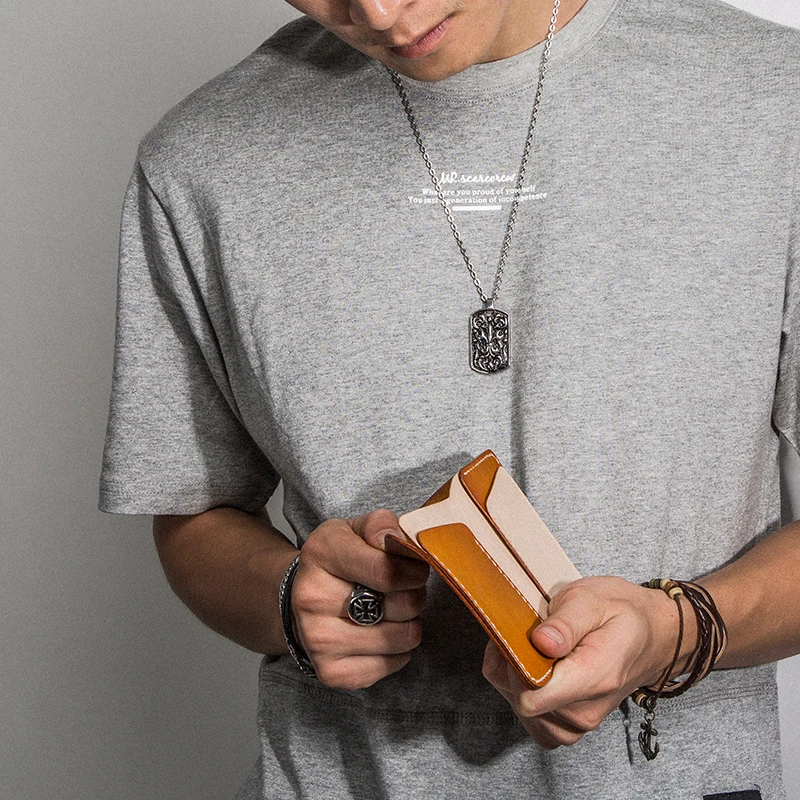 Дизайнерские мужские кошельки ручной работы из 100% натуральной кожи дубленый