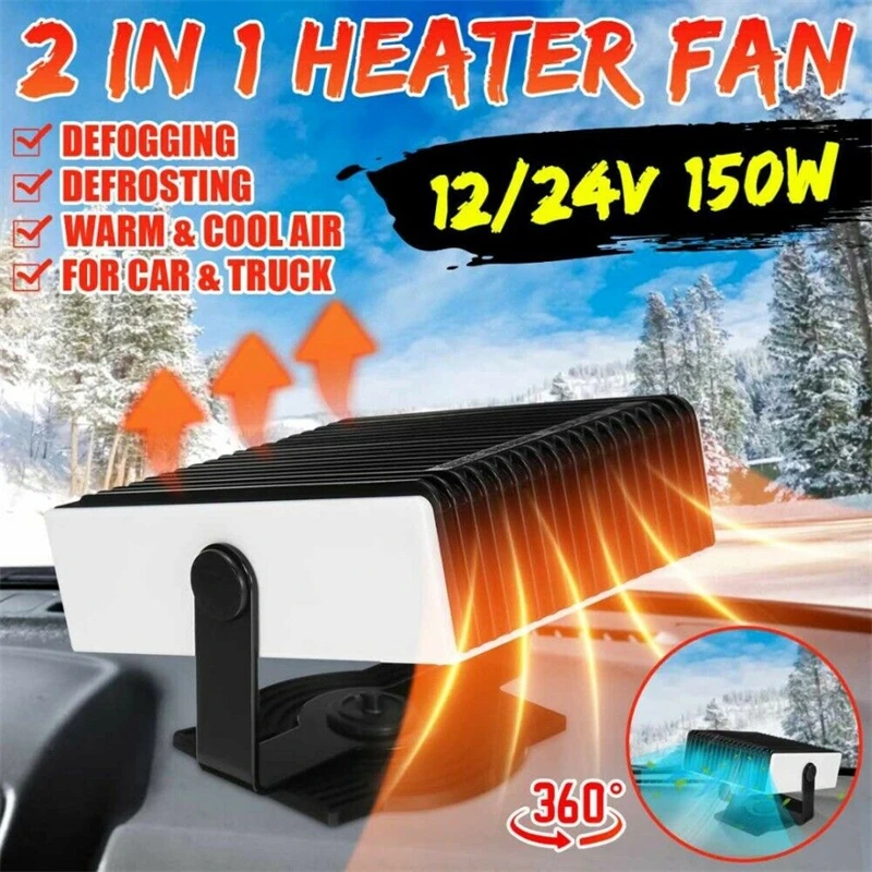 

12V/24V 150W Car Auto Heater Cooler Dryer Demister Defroster 2 in 1 Warm Fan Van Winter Car Heater Windshield Defogger Defroster