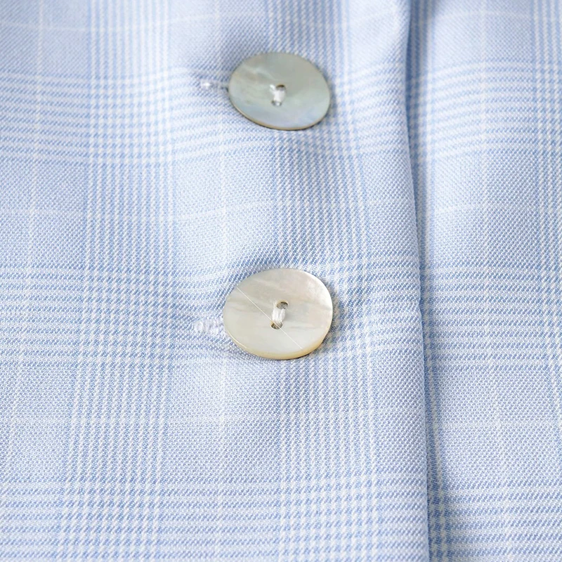 Plaid Blazer Set 2 piece set Single-breasted Short Jacket and high waist Ninth pants women's costumes Women Suits Female Sets |