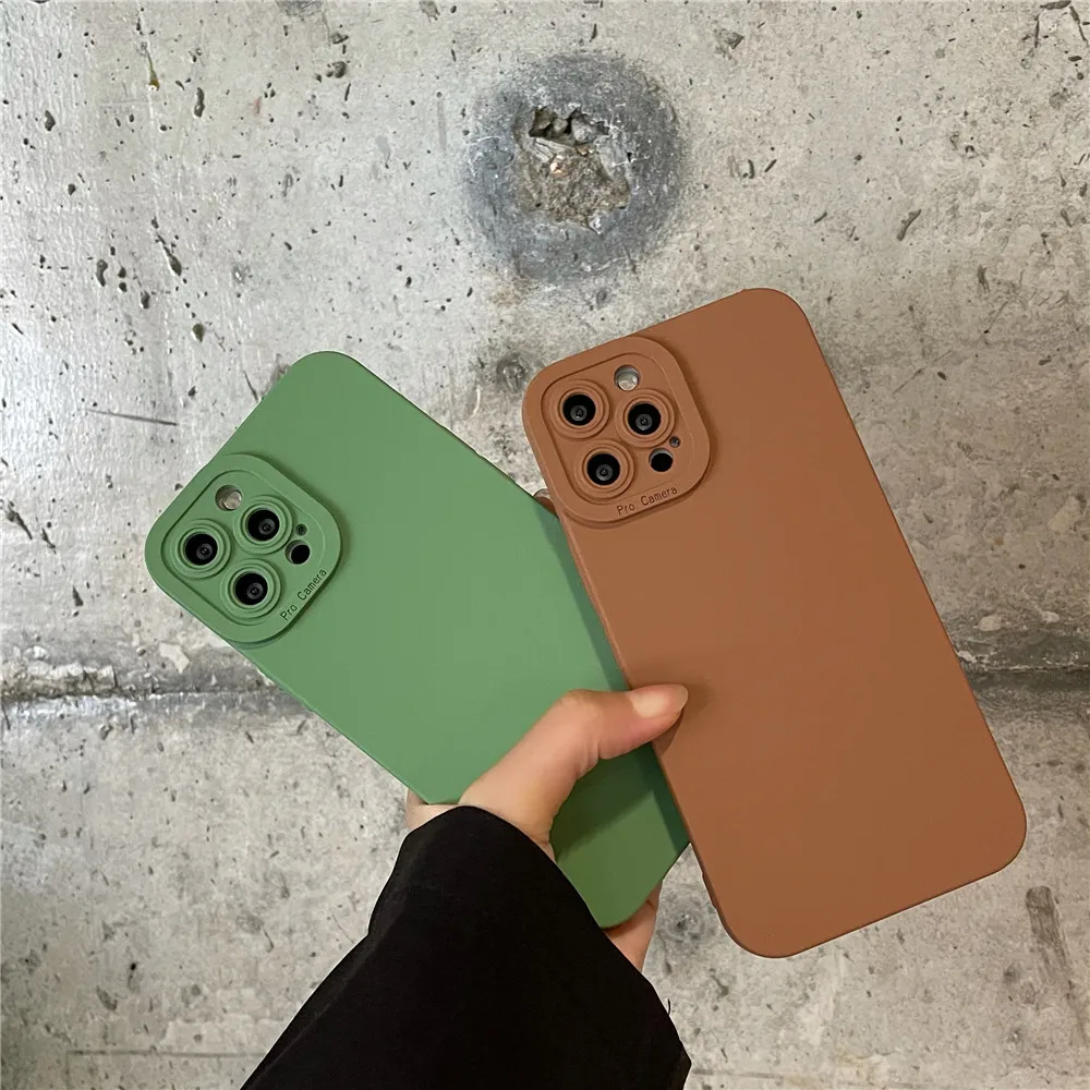 

INS Solid Color Silicone Soft Frame Phone Case For iPhone 13 12 11 PRO MAX XS X XR 7 8PLUS Shockproof Fall-anti Protective Cover