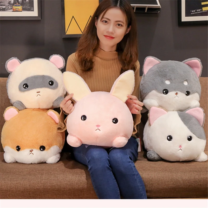 

Cute Cartoon Simulation Doll Rabbit Kitten Puppy Hamster Raccoon Animal Plush Toy Sofa Pillow Christmas Birthday Gifts For Girls