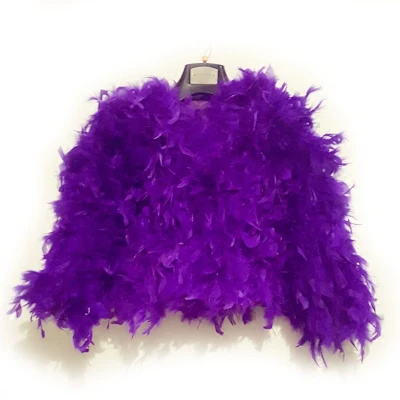 purple Зимний ночной клуб певица танцовщица сексуальные перья куртка пальто сексуальный DJ DS персональная верхняя одежда костюмы ведущий сценическое представление - Цвет: purple