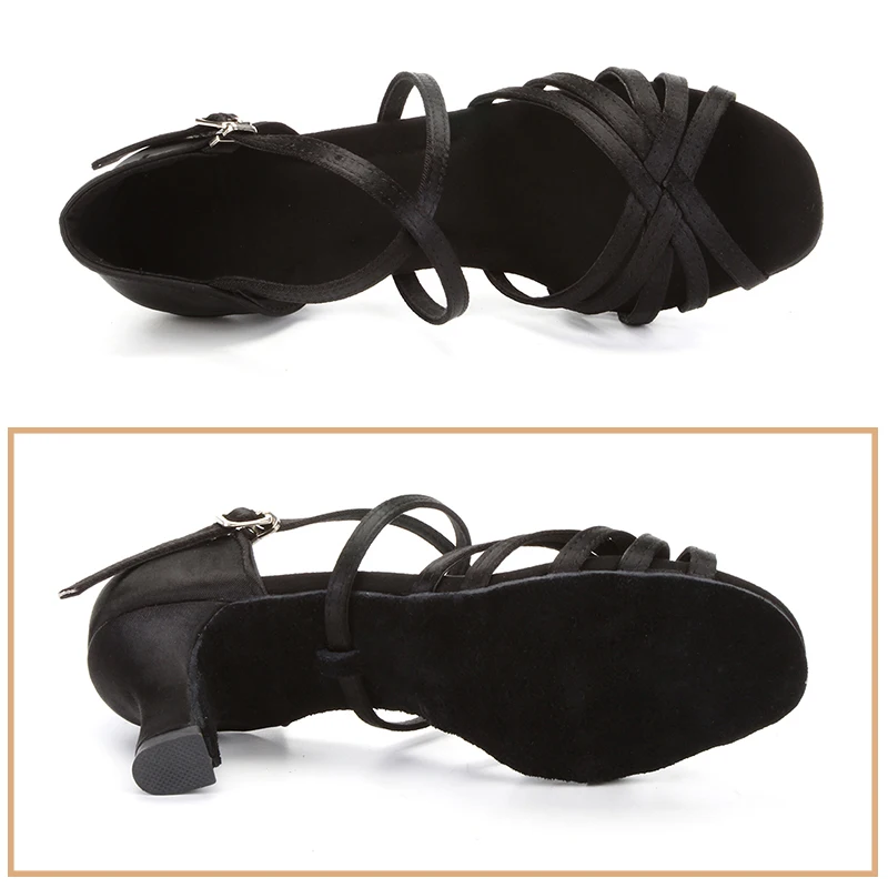SWDZM Women Latin Dance Shoes Stable heel Girl Tango Ballroom Sandal Salsa Samba Soft Bottom Ladies Latino Shoes 7.5CM