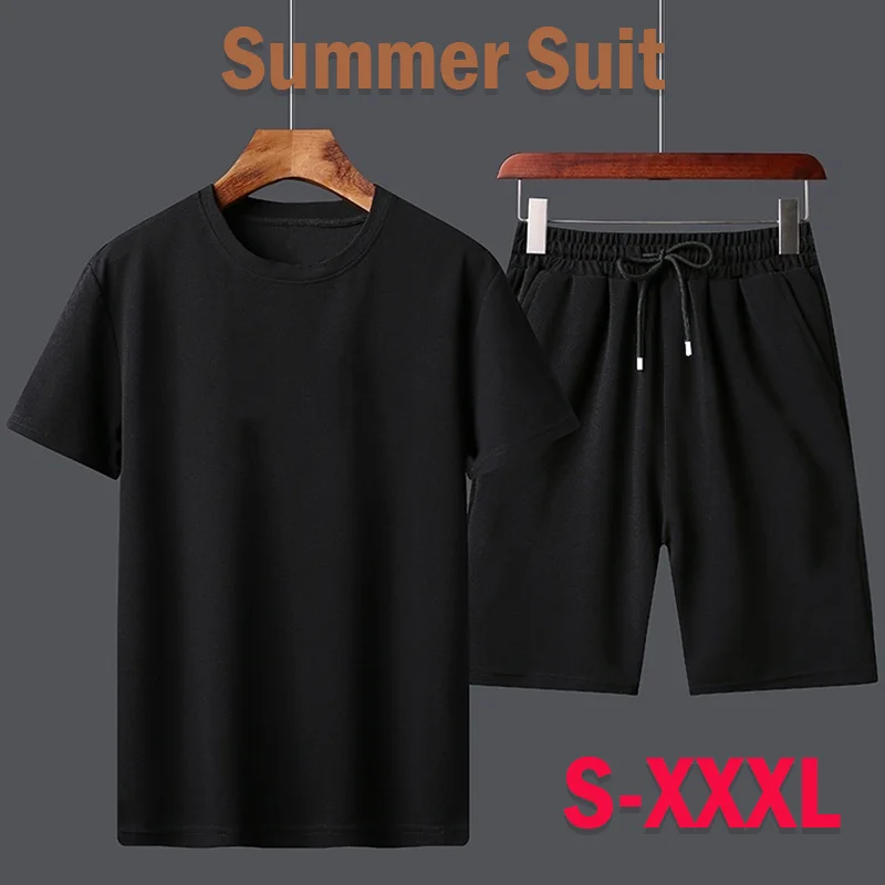 

T-shirt Shorts Set Mens Casual Sports Suit Tracksuits(S-3XL)