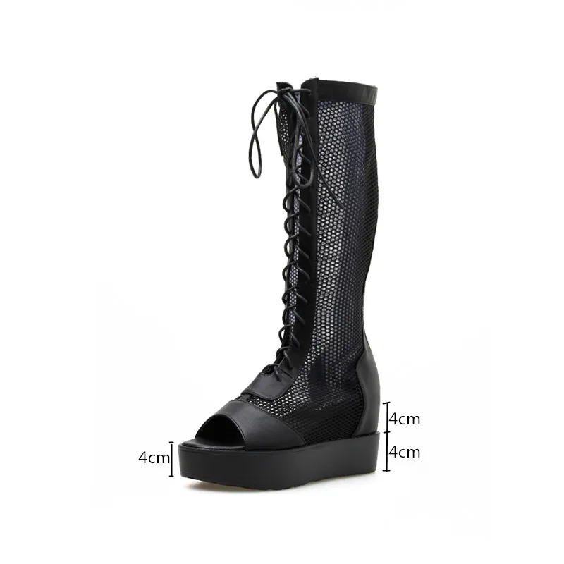 Женские ботинки на платформе YMECHIC черные сандалии-гладиаторы в стиле панк с