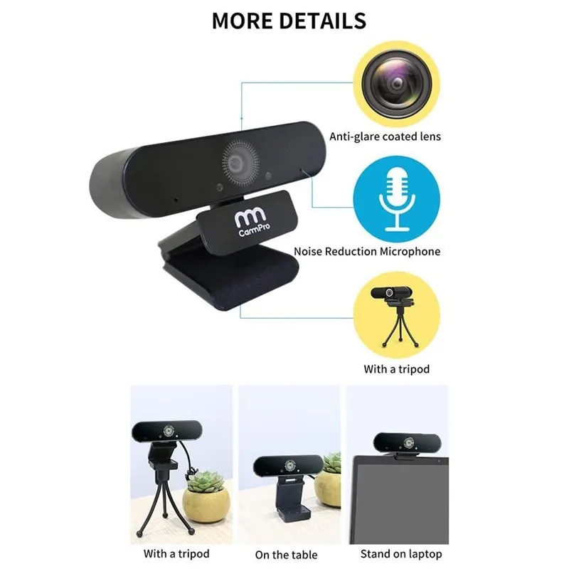 CammPro UHD 1440P веб камера с микрофоном Plug & Play 2K зарядное устройство внешний USB Камера