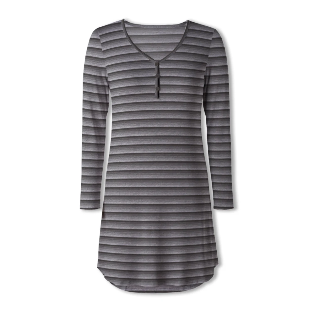 Ночная рубашка в полоску для детей с длинным рукавом и V-образным вырезом |