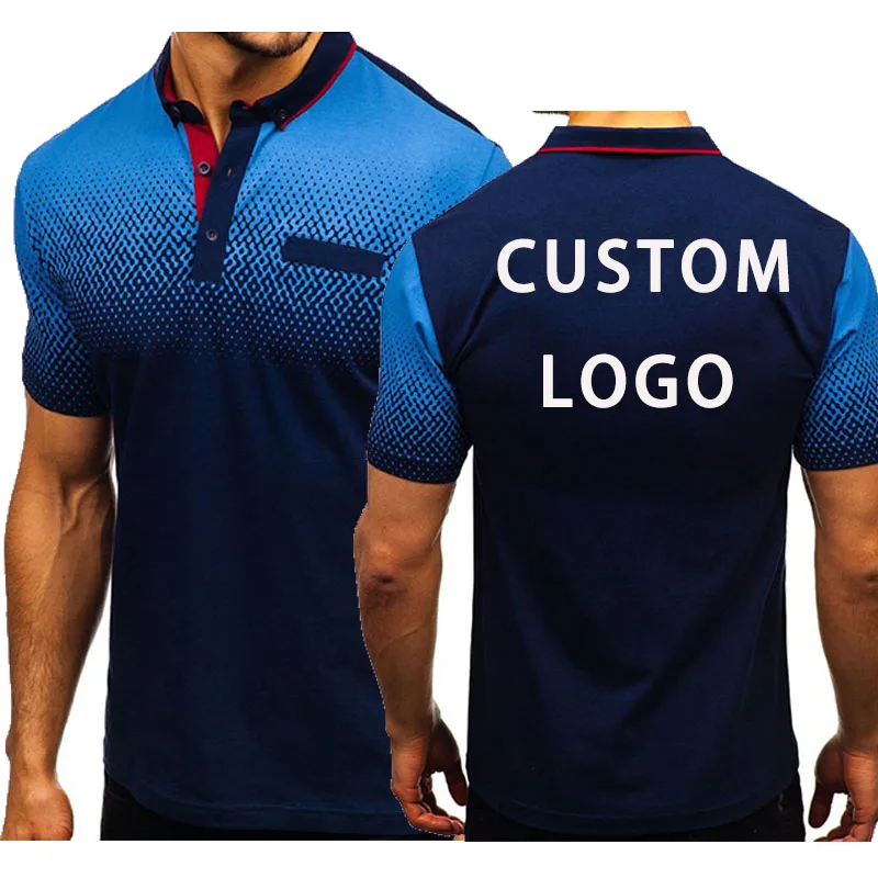 

Custom Your Logo Men T-Shirt Summer Short Sleeve Polo Shirt Dots Matching New Business Wear Clothing Casual Fashion Mens Tops