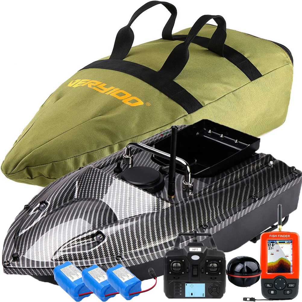 

VERY100 500M Wireless RC Fishing Bait Boat GPS Position Hook/Bait post 2 Motors,LCD GPS Sonar Fishfinder,Bag,Batteries Angling