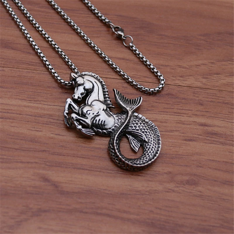 Antique Silver Large Sea Horse Hippocampus Charms Pendants For Men Women Necklace Jewelry Making Findings | Украшения и