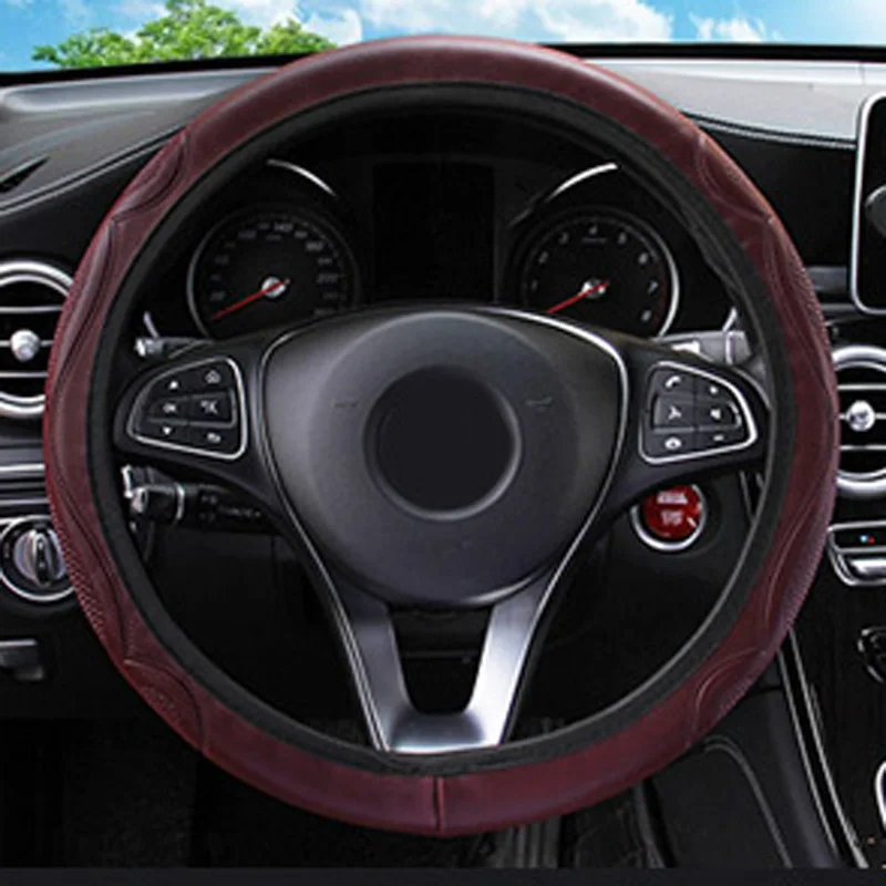 

Leather Steering Cover Vintage Wear-resistant 1pc Wheel Interior Parts