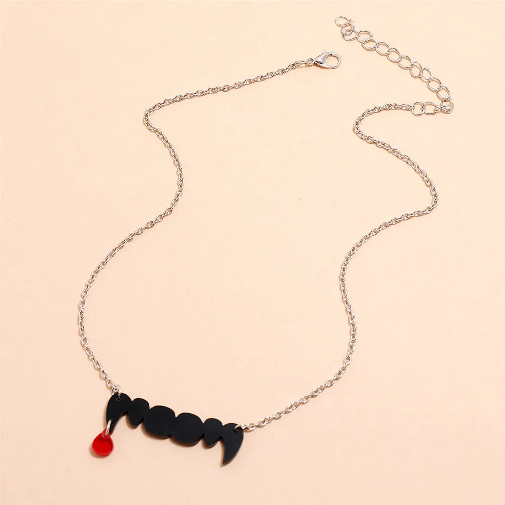 

Женское Ожерелье-чокер ручной работы, модное ожерелье для Хэллоуина с зубцами-капельками крови, вечернее ювелирное изделие в подарок для де...