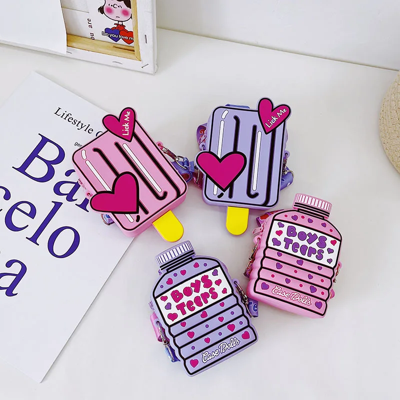 

Summer Children's Shoulder Bags Fashion Baby Girls Small Coin Purse Handbags Cartoon Silica Gel Kids Boys Mini Crossbody Bag