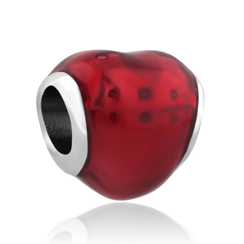 Бусины из серебра 925 пробы в виде красного яблока клубники любовного вина