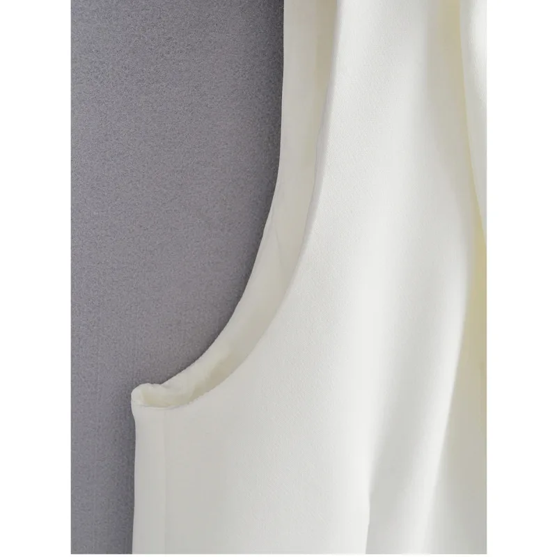 

Simply Solid Outerwear Women Turn Down Collar Double Breasted Sleeveless Pocket Vest Jacket Colete Casual Autumn Outwear Tops