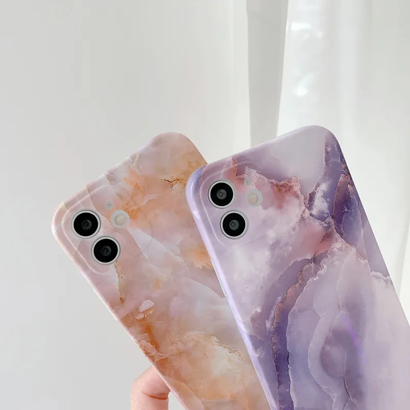 Luxury Camera Protection Marble Texture Phone Case For iPhone 12 Pro Mini 11 Pro Max X XR XS Max 7 8 Plus SE 2020 Soft IMD Cover