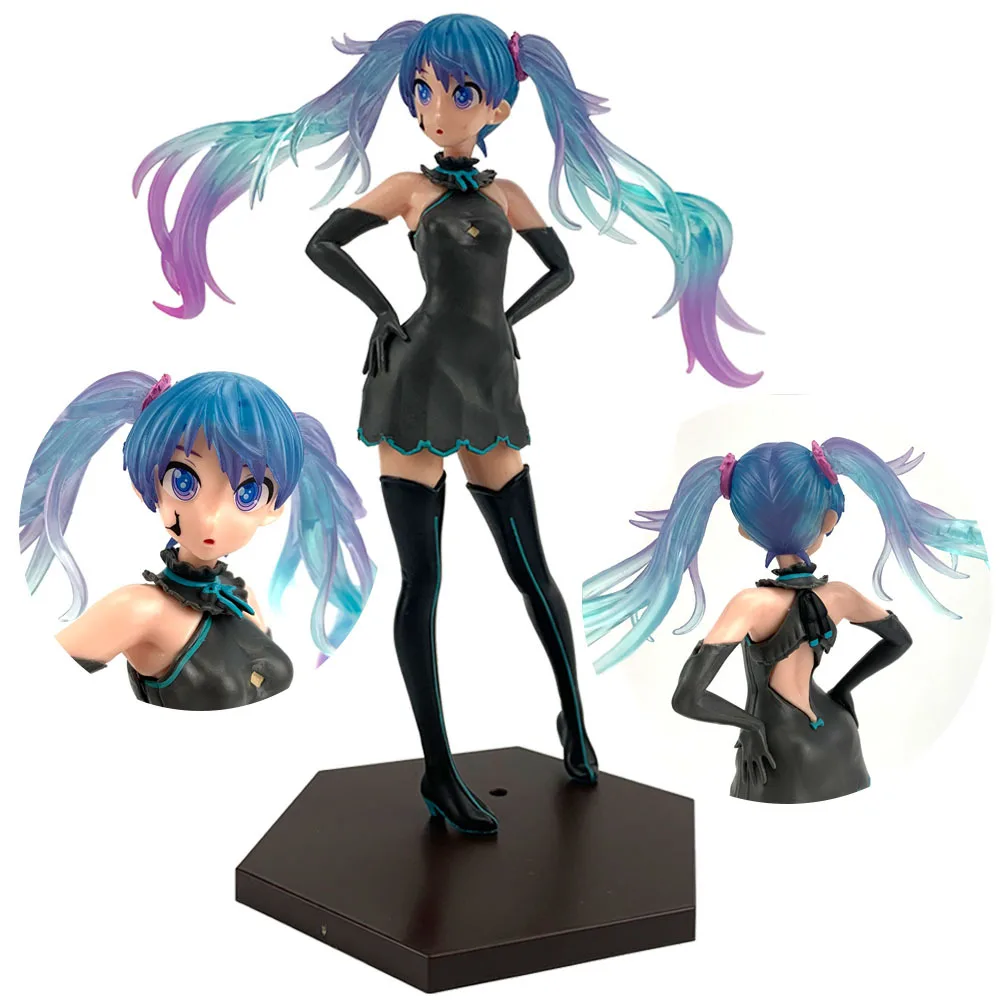 

Милое японское аниме черное платье из ПВХ Hatsune Miku Kawaii подвижная модель куклы украшение игрушка девочка подарок на день рождения