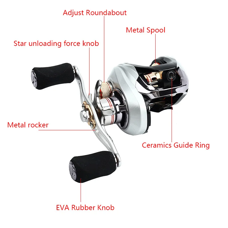 

YUBOSHI Brand Baitcasting Fishing Reel 8Kg Max Drag 13+1BB Quality Ultra Light Metal Spool Fishing Wheel