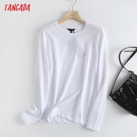tangada 2021 women cotton t shirt short sleeve o neck tees ladies casual tee shirt street wear top 6d113