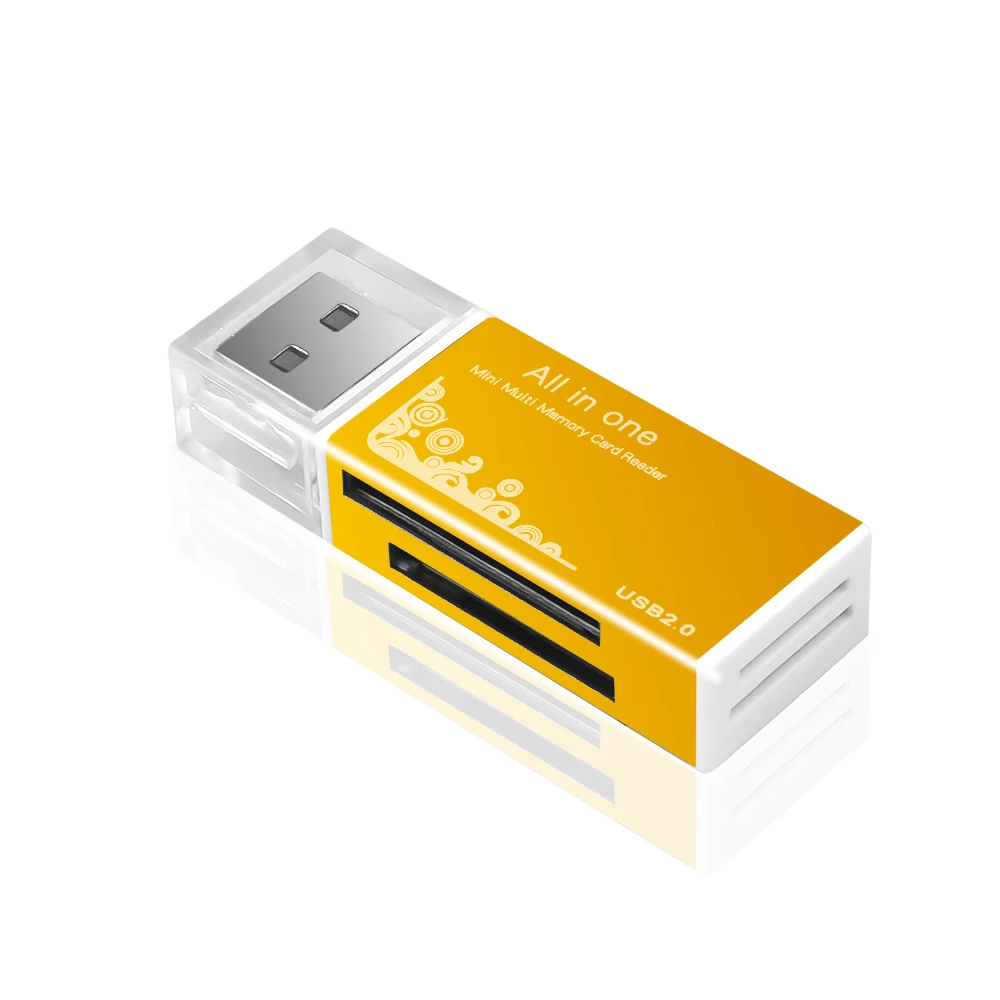 Kebidumei SD кард-ридер MINI USB 2,0 OTG Micro SD/SDXC TF кард-ридер адаптер для ПК ноутбука компьютера - Цвет: Gold