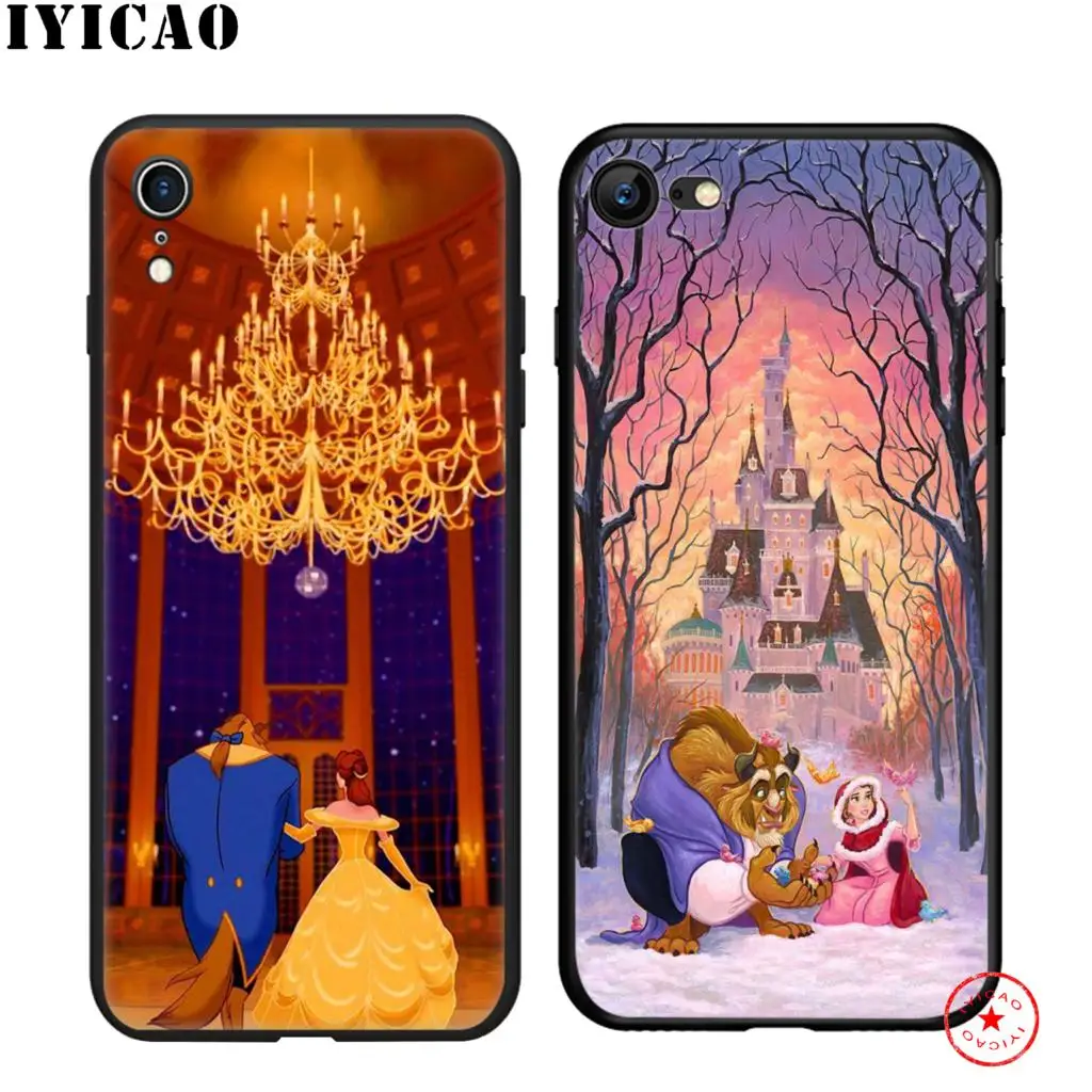 IYICAO Beauty And Beast Soft Black Silicone Case for iPhone 11 Pro Xr Xs Max X or 10 8 7 6 6S Plus 5 5S SE |