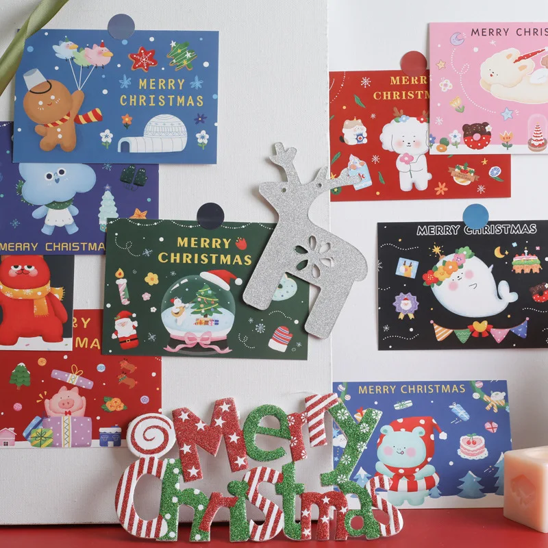 

Ins Style Christmas Greeting Paper Card Wall Stickers Merry Christmas Festive Atmosphere Props Room Decoration Accessories