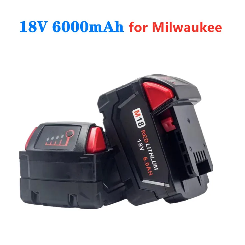 

100% New Original 18V 6000mAh Replacemet Lithium ion 6.0Ah Battery for Milwaukee Xc M18 M18B Cordless Tools Batteries + Charger